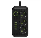 Удлинитель сетевой UA Power F09U, 4USB, Type-C, 3 розетки, 4 м Black