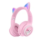 Наушники Bluetooth 5.3 MDR CAT ear VZV-23M 9537 с подсветкой Pink