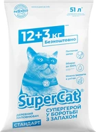 Деревний наповнювач SuperCat для котячого туалету синій 12 кг + 3 кг (4820152564399)