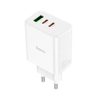 Адаптер мережевий HOCO Pure power three-port C126A |1USB/2Type-C, 40W/3A, PD/QC| білий