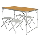 Комплект для пікніка розкладний стіл із 4 стільцями RIAS Folding Table 120х60х70 см алюмінієвий Brown (3_05459)