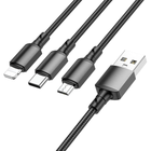 Переходник Borofone 3in1 micro/type-C/lightning BX72 2A/1m Black