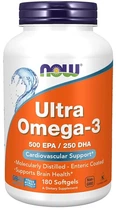 Ультра Омега-3 Now Foods, Ultra Omega-3 500 EPA&250 DHA, Cardiovascular support, 180 капсул