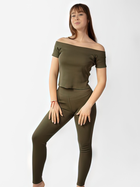 Piżama (koszulka + legginsy) damska bawełniana DKaren Bayo L Khaki (5903251476226)