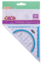 Косинець 2 в 1,140мм, 90°45°, з блакитною смужкою, блістер, KIDS Line ZB.5623-14