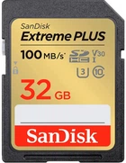 Карта памяти sdhc, 32Gb, SanDisk Extreme Plus, Class10 uhs-i u3 v30, до 100/60 МБ/с (sdsdxwt-032g-gncin)