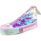 Пенал Cool For School в форме кеда с пайетками 2 отделения Фиолетовый (5987-purple)