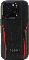 Etui Audi Genuine Leather z MagSafe do Apple iPhone 16 Pro Black/Red (6955250228466)