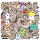 Набор наклеек кот Пушин Pusheen 50 штук стикербомбингдля телефона, ноутбука, планшета, скейтборда, самоката, велосипеда. (II) 33019