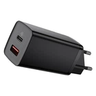Мережевий зарядний пристрій адаптер BASEUS GaN2 Lite Quick Charger зі швидкою зарядкою |1USB/1Type-C, QC/PD, 5A, 65W| Чорний