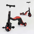 Самокат - біговел - велосипед 3 в 1 Best Scooter підсвічування музика PU колеса червоний JT 28288