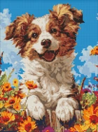 Алмазная мозаика без подрамника Собака в цветах ©art_selena_ua 30x40 AMC8022 Идейка