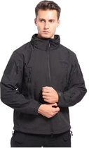 Водонепроникна тактична куртка SOFTSHELL із флісом Solve Black KT6000801 розмір M