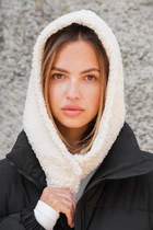 Жіноча тепла шапка капор на флісі Bonnet (8049427)