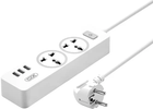Удлинитель - фильтр сетевой XO WL04 3 порта USB + 2 розетки 10A белый