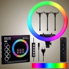 Профессиональная кольцевая LED лампа RGB 45 см (3 крепления, пульт) -MJ18.