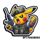 Военный шеврон Shevron.patch злой покемон Пикачу в берете и с автоматом (POKEMON3)