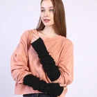 Митенки вязаные длинные черные One Size