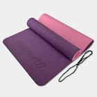 Коврик для йоги и фитнеса (йога мат) EasyFit TPE+TC 183х61см толщина 6мм двухслойный фиолетовый-розовый (мат-каремат спортивный, йогамат для фитнеса, пилатеса)
