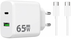 Мережевий зарядний пристрій Winner Group USB-C + USB-A PPS QC PD 65 Вт з кабелем USB Type-C White (8591194120701)