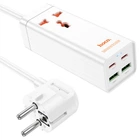 Мережевий подовжувач фільтр Hoco AC10A 2xUSB 2xType-C PD65W 3.0А 1.5м 2500W швидка зарядка білий