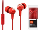 Гарнитура проводная JBL C100SI красная - наушники с микрофоном и динамиками 8мм