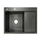 Мийка для кухні інтегрована Lidz Handmade H6350BR крил праворуч (LDH6350BRPVD45590) Brushed Black PVD 3,0/1,0 мм