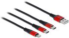 Зарядний кабель Delock USB 3 в 1 Type-A до Lightning / 2 x USB Type-C 1 м (4043619867097)