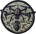 Военный шеврон Shevron.patch с FPV-дроном круглой формы на пикселях на липучке (DRON15)