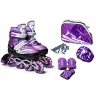 Детские раздвижные ролики 29-33 с комплектом защиты и шлемом Happy Violet подсветка колеса