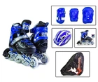 Детские раздвижные ролики 29-33 с комплектом защиты и шлемом Scale Sports Blue подсветка переднего колеса