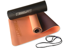 Коврик для йоги и фитнеса EasyFit TPE+TC 6 мм двухслойный + Чехол персиковый-коричневый