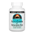 Амінокислота Source Naturals Ацетил-L-Карнітин та Альфа-Ліпоєва Кислота 650 мг