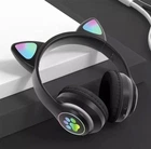 Дитячі бездротові Bluetooth навушники з котячими вушками та підсвічуванням Cat VZV-23M Чорні