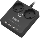 Мережевий фільтр-подовжувач Ikos F25S-CU Black (0006-CEF)