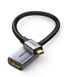 Кабель Ugreen Micro HDMI штекер to HDMI 2.0 роз'єм 4K 60Hz 3D нейлонова обплетення 25CM Gray (HD149)