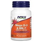 Вітамін Д3 та МК-7, Mega D-3 & MK-7, Now Foods, 5000 МО/180 мкг, 60 капсул