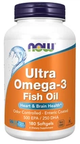 Супер омега 3 Now Foods Ultra Omega-3 500 EPA / 250 DHA, 180 капсул з кишковорозчинною оболонкою (NOW-01662)