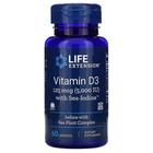 Витамин D3, Vitamin D3, Life Extension, с йодом, 5000 МЕ (125 мкг), 60 капсул