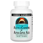 Амінокислота Source Naturals Ацетил-L-Карнітин та Альфа-Ліпоєва Кислота 650 мг