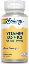 Витамины Solaray Vitamin D3 + K2 120 капсул (4384303000)