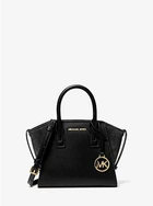 Жіноча сумка Michael Kors Avril Small Logo and Leather Satchel (чорна)