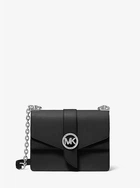 Женская сумка Michael Kors Greenwich Small Color-Block Logo and Saffiano Leather Crossbody Bag (черная/серебро)