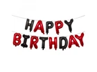 Куля фольгована напис надувний 40 см Happy Birthday Червоно чорний