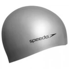 Силиконовая шапка для плавания Speedo, плоская конструкция, защита от хлора, серебристая