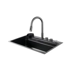 Мийка Zerix ZH7548-SET-03 Nano-Black із вбудованим змішувачем з нерж. сталі (ZM5577)