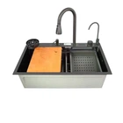 Мийка багатофункціональна Zerix ZH7546-SET-07 DECOR NANO-BLACK із вбудованим змішувачем (ZX5683)
