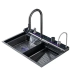 Мийка Zerix ZH7546-SET-04 DECOR Nano-Black з вбудованим змішувачем з нерж. сталі (ZM5578)