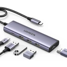 USB Хаб UGREEN CM511 5 in 1/USB-C/HDMI/3xUSB 3.0/USB-C PD/Grey (UGR-15597)