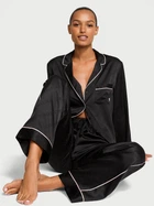 Піжама Victoria's Secret Glazed Satin Long Pajama Set Black Stripes розмір M